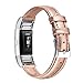 bayite Bands Compatible with Fitbit Charge 2, Slim Genuine Leather Band Replacement Accessories Strap Charge2 Women Men, Rose Gold Small