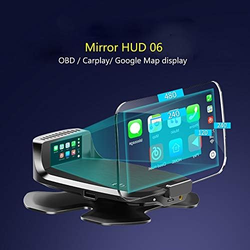 Mirror HUD Head Up Display Speedometer Gauge With Voice Controlling Support Carplay Google Map FM Transmiter (Color Name : Black)
