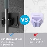 homeasy Mop Broom Holder 4 Pcs Stainless Steel Self Adhesive Wall Mount Black view 2