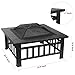 femor 32'' Fire Pit Table Outdoor, Multifunctional Patio Backyard Garden Fireplace Heater/BBQ/Ice Pit, Square Stove with Barbecue Grill Shelf and Waterproof Cover