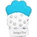 Delight Paw Baby Teething Mitten Mom Designed for Self Soothing Pain Relief | Hygienic Travel Bag | No BPA | Baby Boy or Baby Girl | Babies Over 3 Months | Bubbly Blue