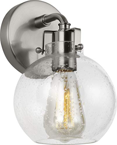 Feiss VS24401SN Clara Vanity Lights Seeded Glass, Satin Nickel 1-Light (6" W x 11" H) 75 Watts