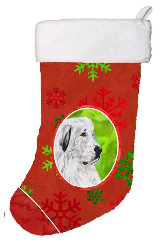 Caroline's Treasures Great Pyrenees Red Snowflakes Holiday Christmas Stocking, 11 x 18", Mulitcolor