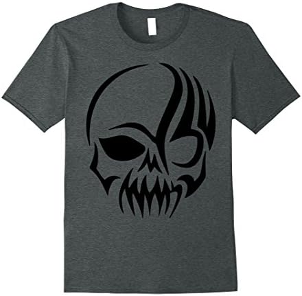 Mens Tribal Skull T-shirt - Black Tribal T-shirt XL Dark Heather
