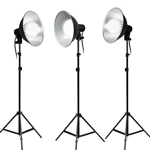 Julius Studio Photo Studio Continuous Lighting Kit with Bowl Reflector Light Head, Energy Saving LED Light Bulb and Light Stand Tripod, PR07_AM1(V2)