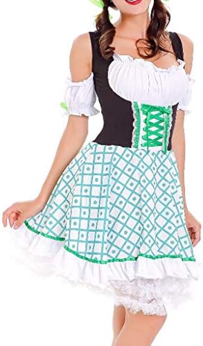 Fiaya Women Dress Halloween Off Shoulder Front Knot Carnival Oktoberfest Beer Festival Cosplay Bavarian Costume German Dirndl Tavern Maid Dress