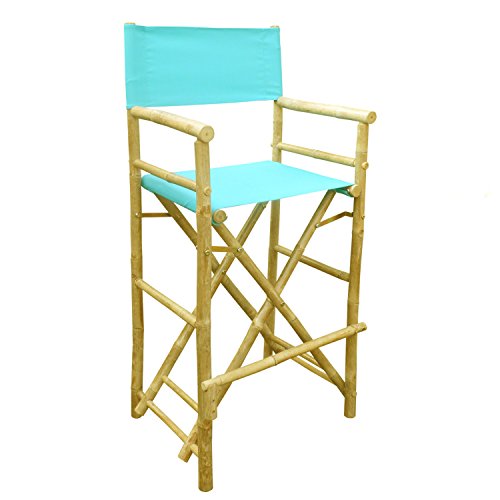 Zew Hand Crafted Tall Foldable Bamboo Director’s Chair with Treated Comfortable Canvas, Se ...