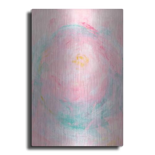 Luxe Metal Art 'Pink Peony' Metal Wall Art, 12"x16"