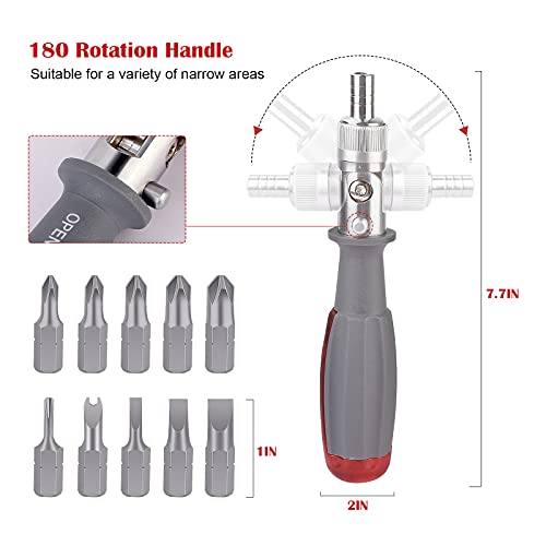 Schraubendreher Set,Ratschenschraubendreher,11 in 1 Ratschen-Multitool-Schraubendreher,Magnetisches Ratschenschraubendreher Bit Schraubendreher Bithalter für Haushaltsgeräte,Elektronik,Industrie-Kit
