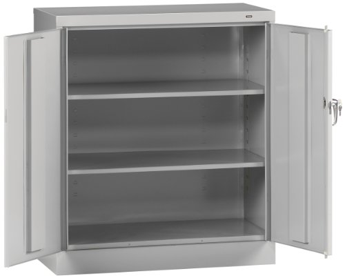 Tennsco 4218 Standard Welded Counter High Storage Cabinet, 36" Width x 42" Height x 18" Depth, Light Grey