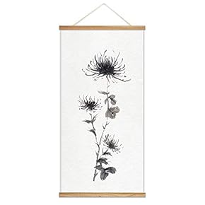 Hanging Poster NO Magnetic Wooden Framed, Ink Painting Designs Home Wall Canvas Prints Decoration Ready to Hang - 18"x36"