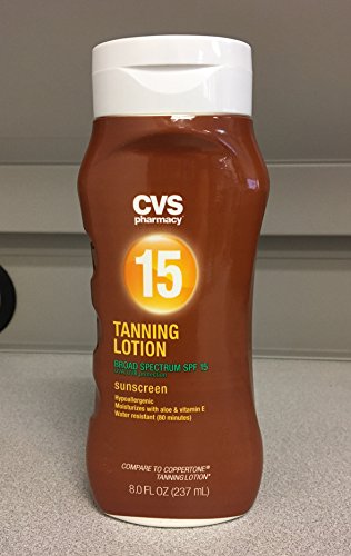 (Lot of 2) CVS Tanning Lotion Sunscreen Broad Spectrum SPF 15 UVA/UVB Protection 8 oz (237 ml)