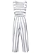 FANCYINN Women’s Striped Rompers Sleeveless Wide Leg Pants Zipper Jumpsuit Playsuit with Pockets Blue S