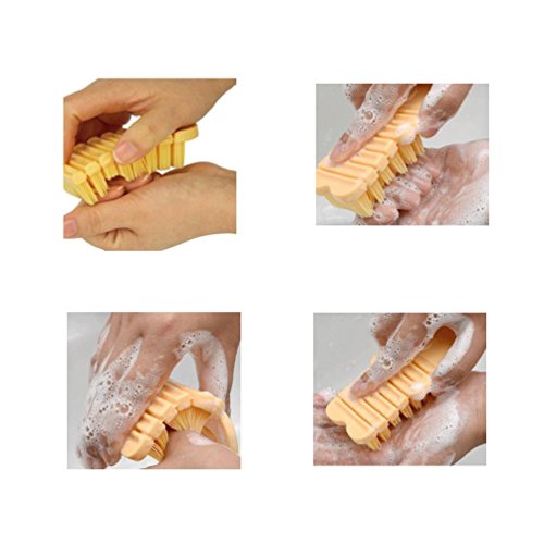 Nail Scrubber Brush Kids, Hands Finger Nails Scrub Scrubbing Cleaning Washing Brushes with Soft Bristle for Baby Toddler and Children, Animal Style and 2 Colors Choice (Yellow)