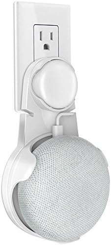 Google Home Mini Wall Mount, Coolwufan Plug-in Outlet Speaker Stand with Built-in Cable Cord Management for Google Home Mini Voice Assistants (White)
