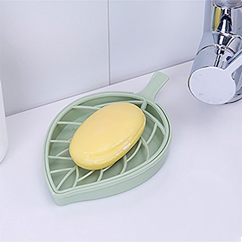 image for Connia Leaf Shape Soap Box Dish Storage Plate Tray Holder Case Contain