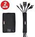 Cable Management Sleeve That Sticks to Surfaces - 2 Pack - New 6" Cord/Wire Sleeve Organizer for Office & Home + Fasteners. Black Flexible Neoprene with Adjustable Width to Fit Various Wires primary