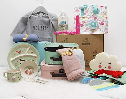 Canastilla bebé niña Happy Baby - Cesta regalo bebé a partir de 6 meses - Incluye productos de cosmética, para la hora de comer y más productos de puericultura