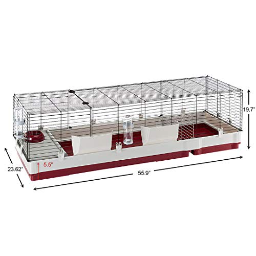 Ferplast Krolik XXL Rabbit Cage w/Wire Extension | Rabbit Cage Includes All Accessories & Measures 63.8L x 23.62W x 19.68H Inches | 1-Year Warranty