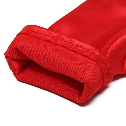 Xuhan Short Banquet Opera Satin Gloves for Women Wrist Length (Red)