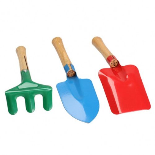 Dealglad 3pcs Mini Garden Plant Tools Sets Wooden Handle Shovel Rake Spade Kids Children Gardening Bonsai Tools Beach Toy - Thumbnail 2