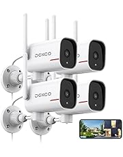 Home Security Cameras - DEKCO 2K Pan Rotating 180° Wired Outdoor Security Cameras with Night Vision, Two-Way Audio, 2.4G WiFi, IP65, Motion Detection Alarm (4Pack)