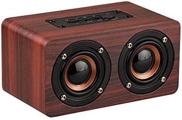 Anynow Portable 10W Bluetooth HiFi Sound Wooden Speaker Support TF Card AUX Handsfree Wireless Stereo Speaker for Home & Outdoor (Red-s)