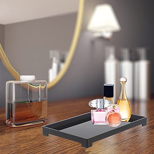 DELIPPLY Acrylic Vanity Tray, Black Bathroom Storage Trays, Handmade Kitchen Counter Dressers