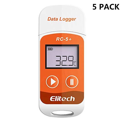 Elitech RC-5+ PDF USB Temperature Data Logger Reusable Recorder 32000 Points High Accuracy (5 Pack)