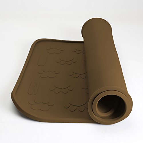 SmithBuilt 19" x 12" Dog Food Mat - Waterproof Non-Slip FDA-Grade Silicone Cat Pet Bowl Feeding Placemat - Brown