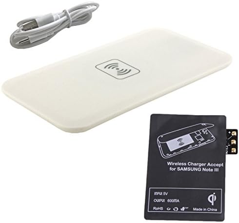 GR Business® Qi Wireless Charger Pad + Receiver Kit Cordless Power Station for Samsung Galaxy S3/S4/S5 Note 3/4 (white for Samsung Note3)