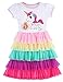 PrinceSasa Elegant Girls Clothes Unicorn Rainbow Party White Cupcake Short Sleeve Fall Dress for Princess Toddler Birthday Outfits Dresses,Birthday5,4-5 Years(Size 120)