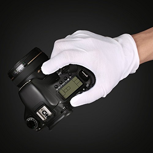 Neewer 12 Pairs (24 Gloves) 100% Cotton Lisle White Inspection Work Gloves for Coin, Jewelry, Silver, or Photo Inspection