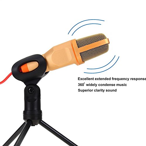 Computer Microphone,Condenser Microphone,Podcast Microphone,Desktop Microphone,Studio Microphone with Stand 3.5mm Plug & Play for Online Chatting, Recording,Gaming
