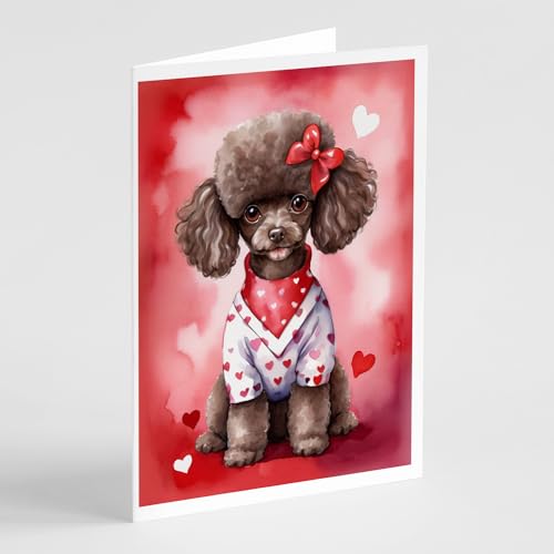 Caroline's Treasures DAC5418GCA7P Chocolate Poodle My Valentine Greeting Cards…