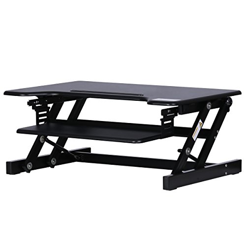 DEVAISE Height Adjustable Standing Desk Converter with Keyboard Tray, Black - Thumbnail 6