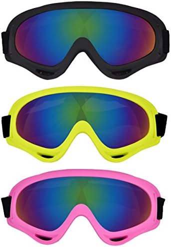 Ski Goggles 3 Pack, Snowboard Goggles for Kids Boys Girls Youth Men Women, with 100% UV400 Protection, Wind Resistance, Anti-Glare Lens (Include Cleaning Cloth)