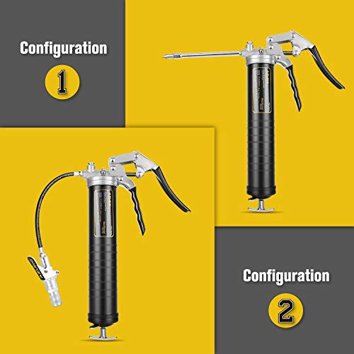 AZUNO Pistol Grip Grease Gun, 6500 PSI Heavy Duty Grease Guns with Quick Connect Grease Couple, 6pcs Professional Grease Gun Bundle for Greasing