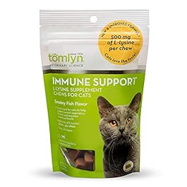 Tomlyn Immune Support Daily L-Lysine Supplement, Fish-Flavored Lysine Chews for Cats and Kittens, 30ct