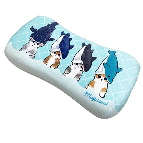 MORIPiLO モフサンド 枕 低反発 クッション リラックスピロー サメにゃん ブルー 15x30x8cm