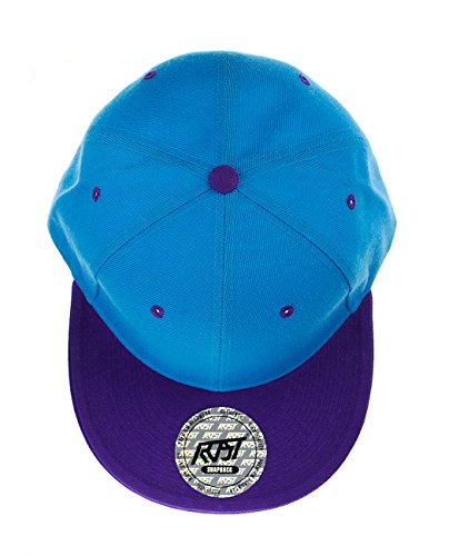NYFASHION101 Plain Blank Flat Bill Adjustable Snapback Cap Hat - Turquoise/Purple