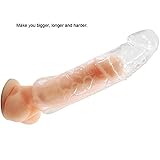 JIUAI Condom Extender, James Crystal Soft Silicone Penis Extender Enlarger Sleeve Condom Sexual Delay Ejaculation Toy for Men (Lengthen 70MM) (Clear)