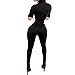 Bodycon4U Women Sexy Short Sleeve Zipper Sport Fitness Bodycon Jumpsuit Romper Unitard Black XL
