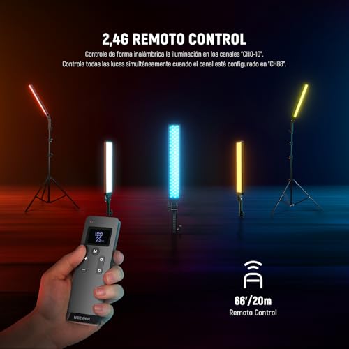 Neewer Kit de luz LED de Mano de 2.4 G, Mejorado 40 W Regulable 3200K-5600 K CRI97 con Soportes/filtros/Bolsa de Transporte para fotografía de Juegos, Youtube TikTok, grabación de Video BH20B Ultra