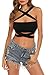 KAKALOT Women's Sexy Criss Cross Halter Bandage Crop Tops Strings Bustier Cami M Black