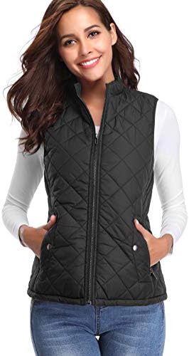 fuinloth Women's Padded Vest, Stand Collar Lightweight Zip Quilted Gilet 1 fuinloth Women's Padded Vest, Stand Collar Lightweight Zip Quilted Gilet