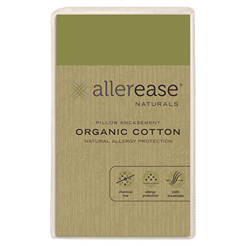 AllerEase Organic Cotton Pillow Protectors, 1 Pack, Beige/Cream White
