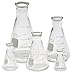 Corning Pyrex #4980 Erlenmeyer Narrow Mouth, Glass Flask Set - 5 Sizes - 50mL, 125mL, 250mL, 300mL, 500mL