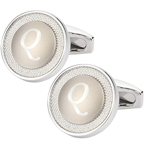 GWD Cufflinks for Men Shirt Premium Quality Personalized Initials Alphabet A-Z Gift Box (Silver Q) - Thumbnail 7