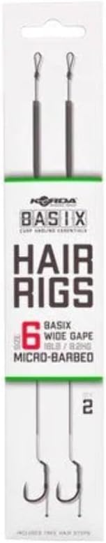 Korda Basix Hair Rigs Wide Gape Barbless 4 25lb Pre-Tied Camouflage view 6
